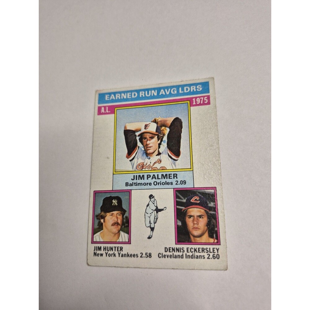 1976 Topps - League Leaders Jim Palmer, Dennis Eckersley, Catfish Hunter #202...